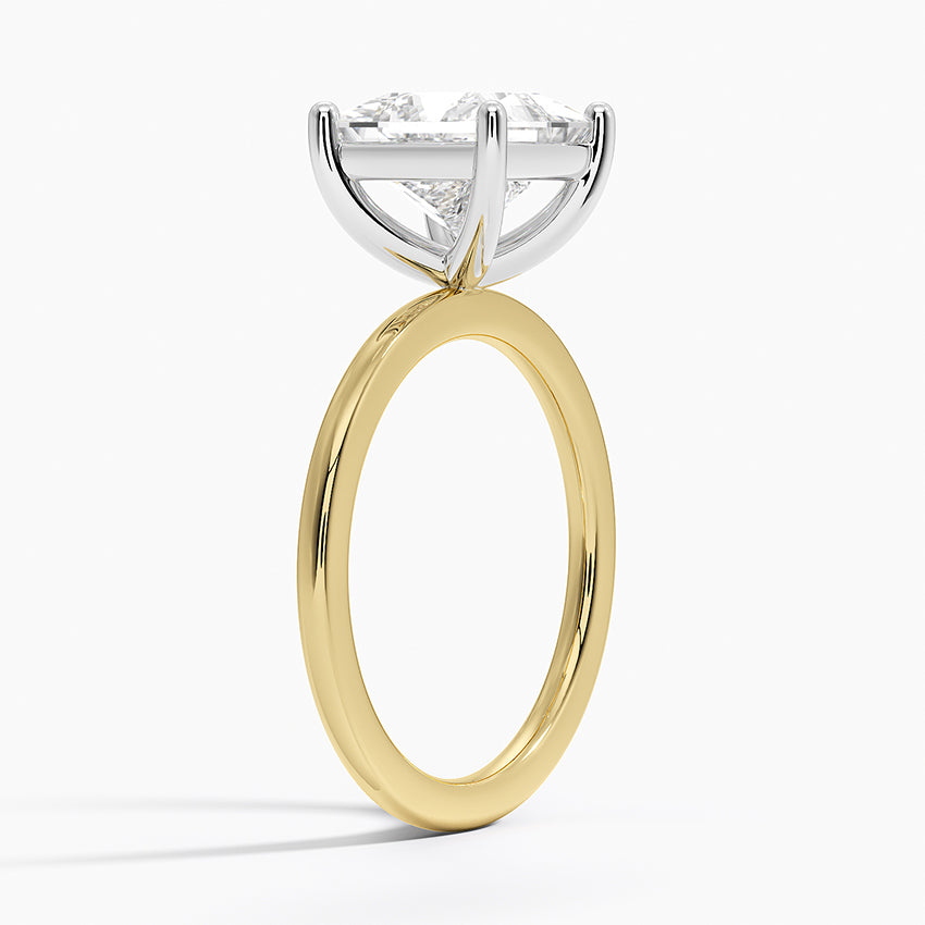 Platinum Mixed Metal Perfect Fit Solitaire Ring - Princess Cut Center Stone