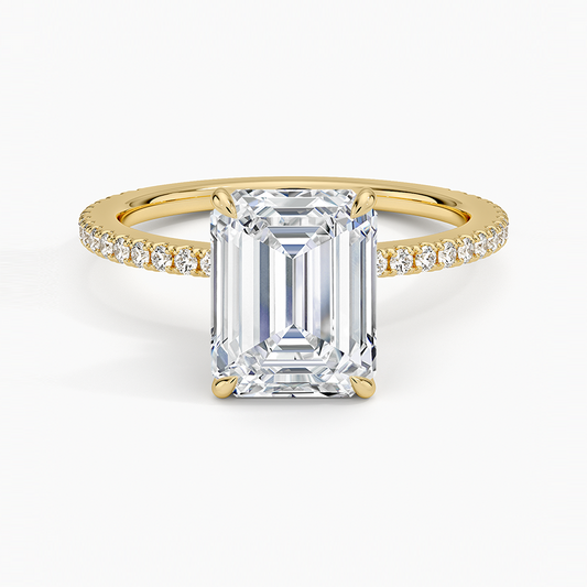 Demi Three-Quarter Coverage Diamond Ring (1/3 ct. tw.) - Emerald Cut Center Stone