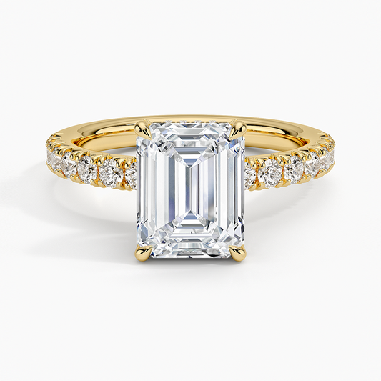 Olympia Half Coverage Diamond Ring (1/2 ct. tw.) - Emerald Cut Center Stone