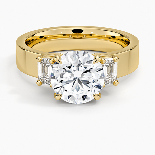 Peyton Emerald Cut Three Stone Diamond Ring (1/2 ct. tw.) - Round Center Stone