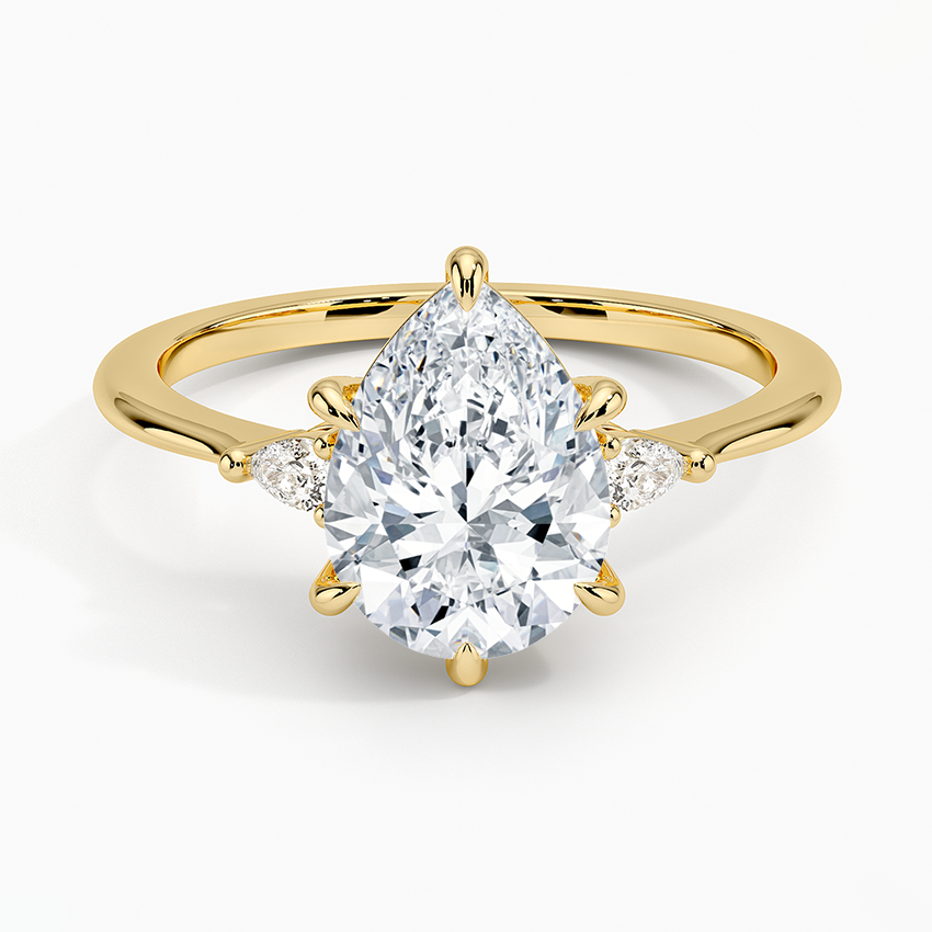Aria Three Stone Diamond Ring (1/10 ct. tw.) - Pear Center Stone