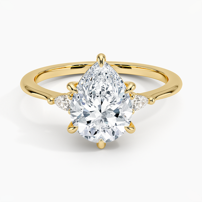 Aria Three Stone Diamond Ring (1/10 ct. tw.) - Pear Center Stone