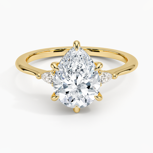 Aria Three Stone Diamond Ring (1/10 ct. tw.) - Pear Center Stone