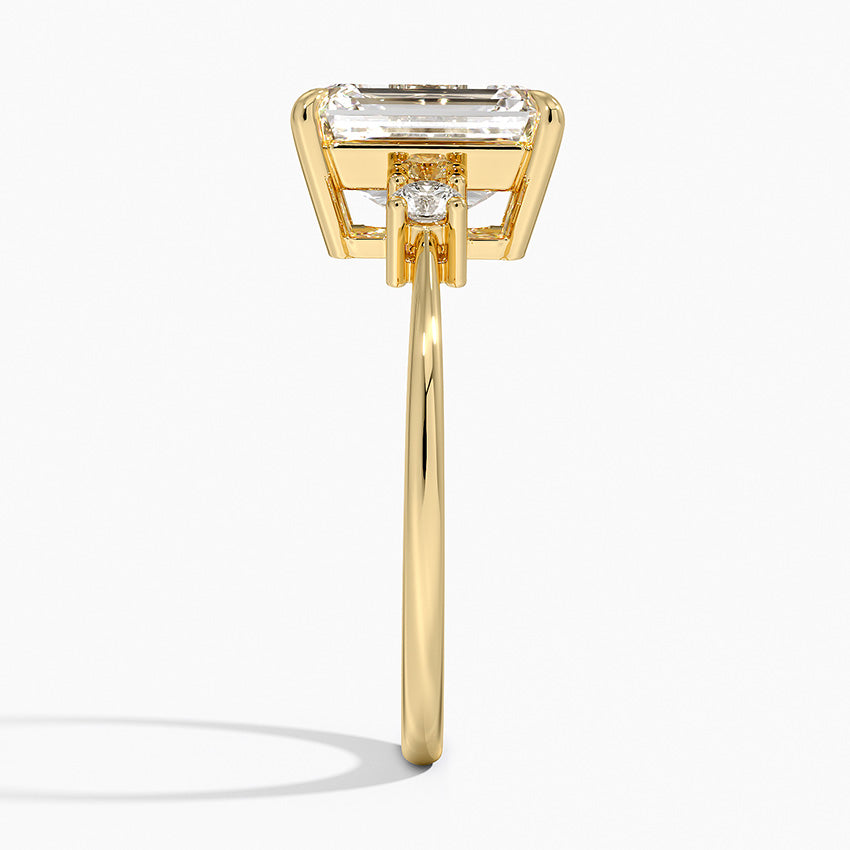 Petite Selene Three Stone Diamond Ring (1/10 ct. tw.) - Emerald Cut Center Stone