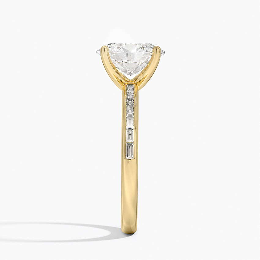 Tabitha Channel Set Baguette Diamond Ring - Oval Cut Center Stone