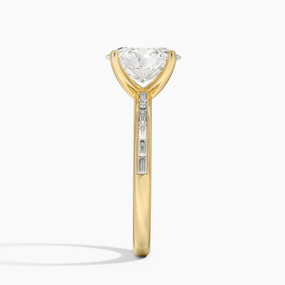 Tabitha Channel Set Baguette Diamond Ring - Oval Cut Center Stone