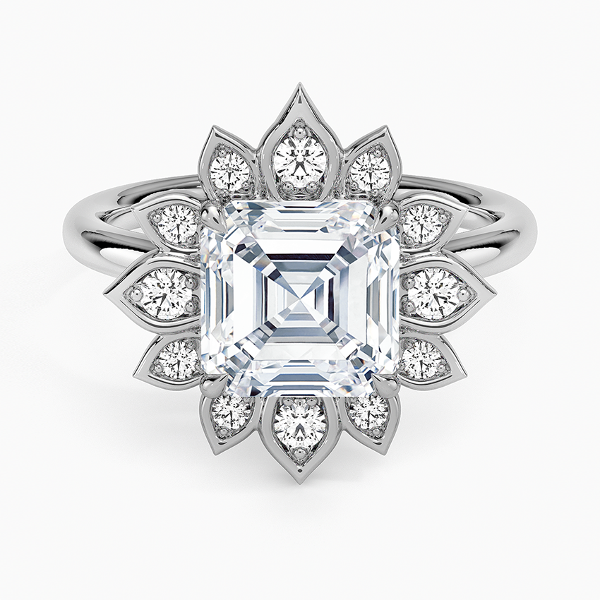 Fiore Halo Diamond Ring (1/4 ct. tw.) - Asscher Cut Center Stone