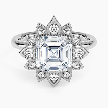 Fiore Halo Diamond Ring (1/4 ct. tw.) - Asscher Cut Center Stone