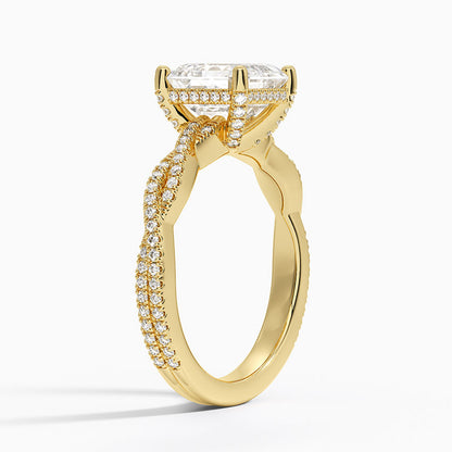 Adorned Luxe Petite Twisted Vine Diamond Ring - Asscher Cut Center Stone