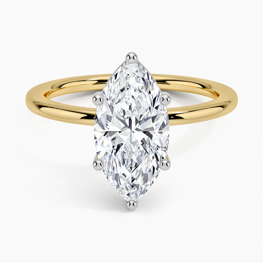 Platinum Mixed Metal Perfect Fit Solitaire Ring - Marquise Center Stone