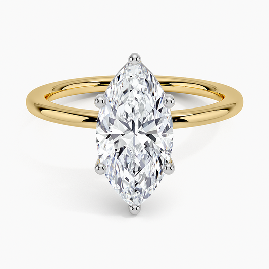 Platinum Mixed Metal Perfect Fit Solitaire Ring - Marquise Center Stone