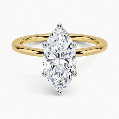 Mixed Metal Perfect Fit Solitaire Ring - Marquise Cut Center Stone