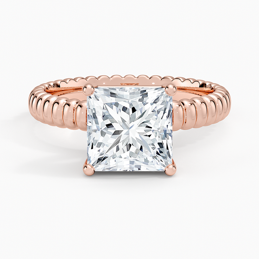 Petra Textured Solitaire Ring - Princess Cut Center Stone
