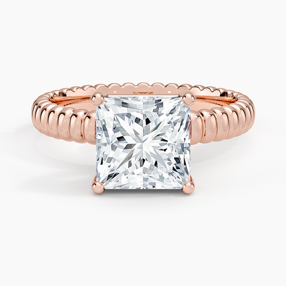 Petra Textured Solitaire Ring - Princess Cut Center Stone