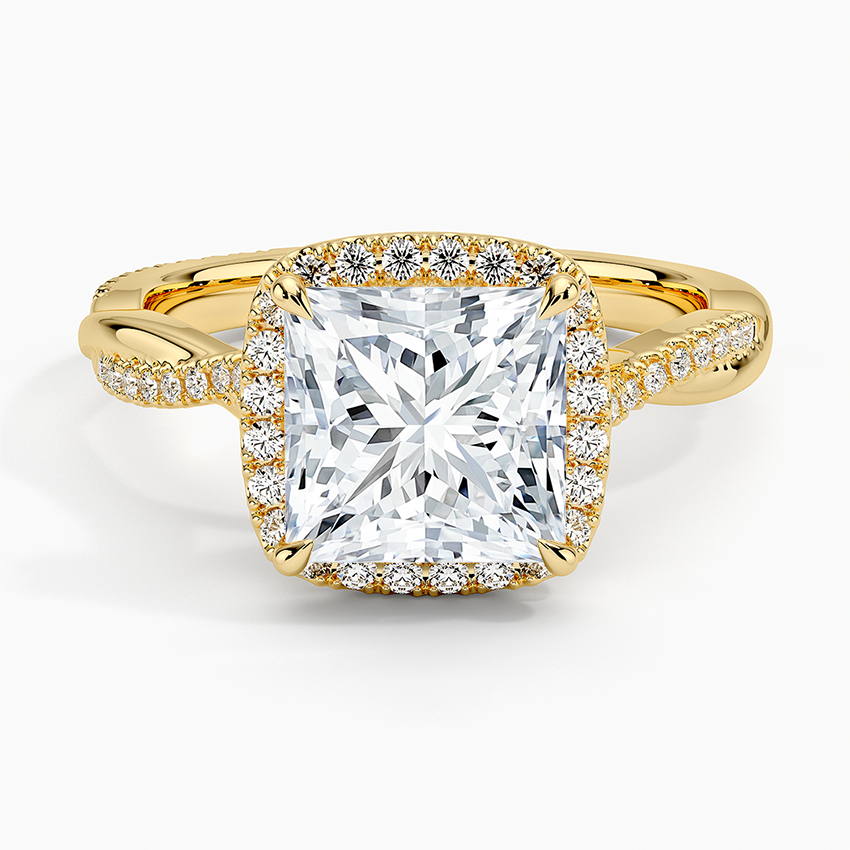 Petite Twisted Vine Halo Diamond Ring (1/4 ct. tw.) - Princess Cut Center Stone