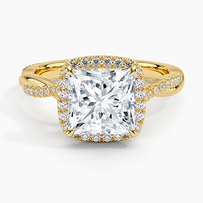 Petite Twisted Vine Halo Diamond Ring (1/4 ct. tw.) - Princess Cut Center Stone