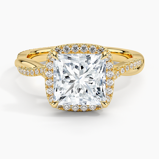 Petite Twisted Vine Halo Diamond Ring (1/4 ct. tw.) - Princess Cut Center Stone