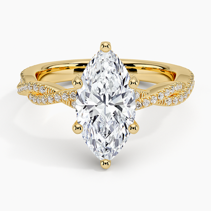 Adorned Luxe Petite Twisted Vine Diamond Ring - Marquise Center Stone