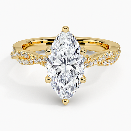 Adorned Luxe Petite Twisted Vine Diamond Ring - Marquise Center Stone