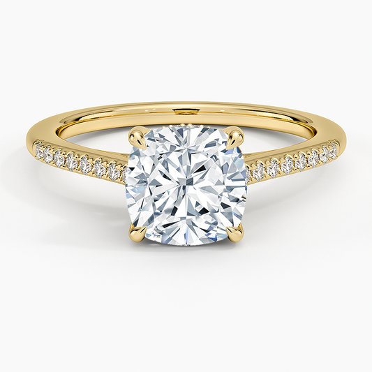 Lissome Half Coverage Diamond Ring - Cushion Cut Center Stone