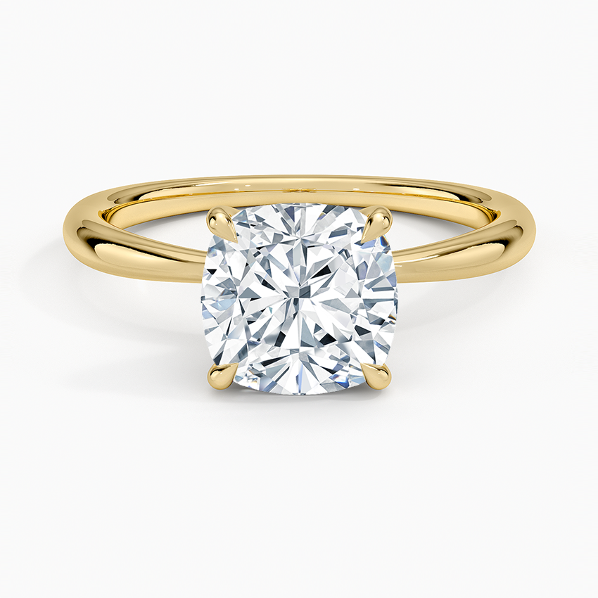 Freesia 2mm Solitaire Ring - Cushion Cut Center Stone