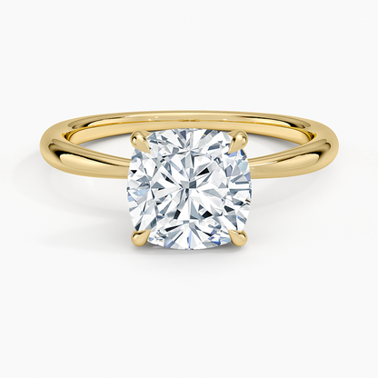 Freesia 2mm Solitaire Ring - Cushion Cut Center Stone
