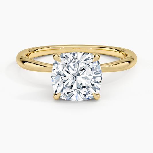 Freesia 2mm Solitaire Ring - Cushion Cut Center Stone