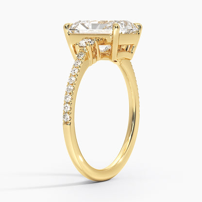 Lyra Three Stone Diamond Ring (1/4 ct. tw.) - Radiant Cut Center Stone