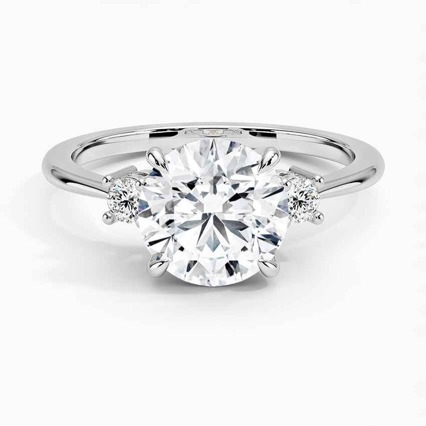 Petite Selene Three Stone Diamond Ring (1/10 ct. tw.) - Round Center Stone