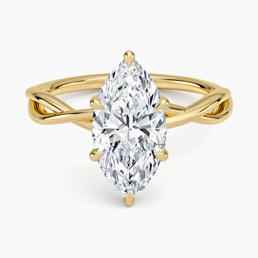 Alya Twist Solitaire Ring - Marquise Center Stone