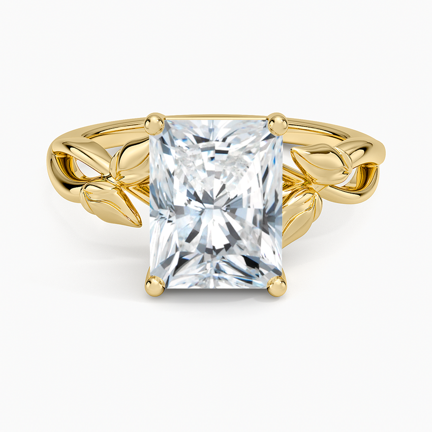 Budding Willow Solitaire Ring - Radiant Cut Center Stone