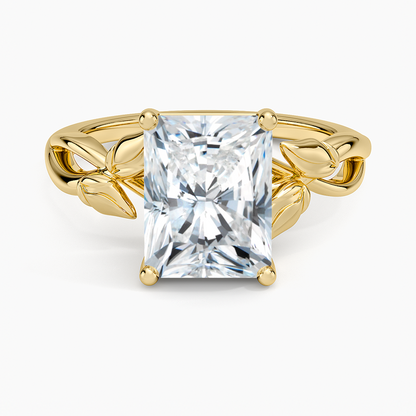 Budding Willow Solitaire Ring - Radiant Cut Center Stone