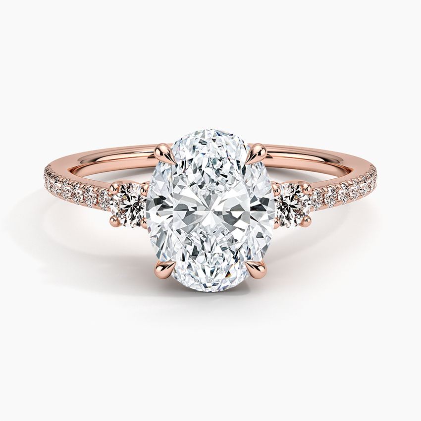 Lyra Three Stone Diamond Ring (1/4 ct. tw.) - Oval Center Stone