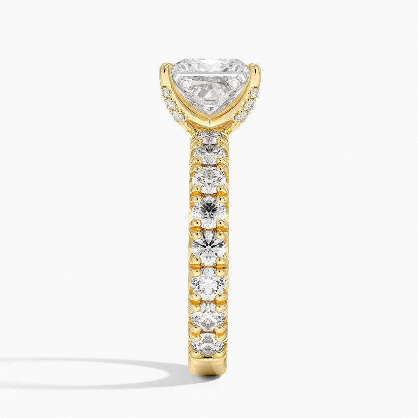 Ellora Three-Quarter Coverage Diamond Ring - Princess Cut Center Stone