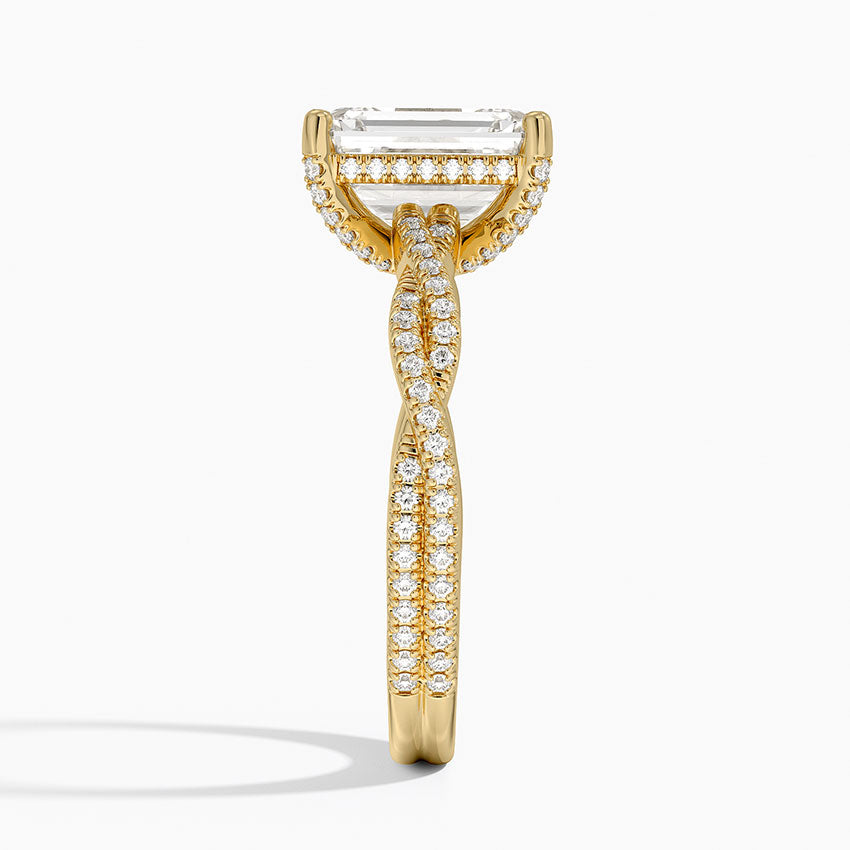 Adorned Luxe Petite Twisted Vine Diamond Ring - Emerald Cut Center Stone