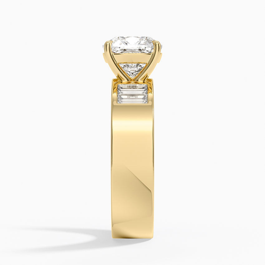 Peyton 5mm Channel-Set Diamond Ring - Cushion Cut Center Stone
