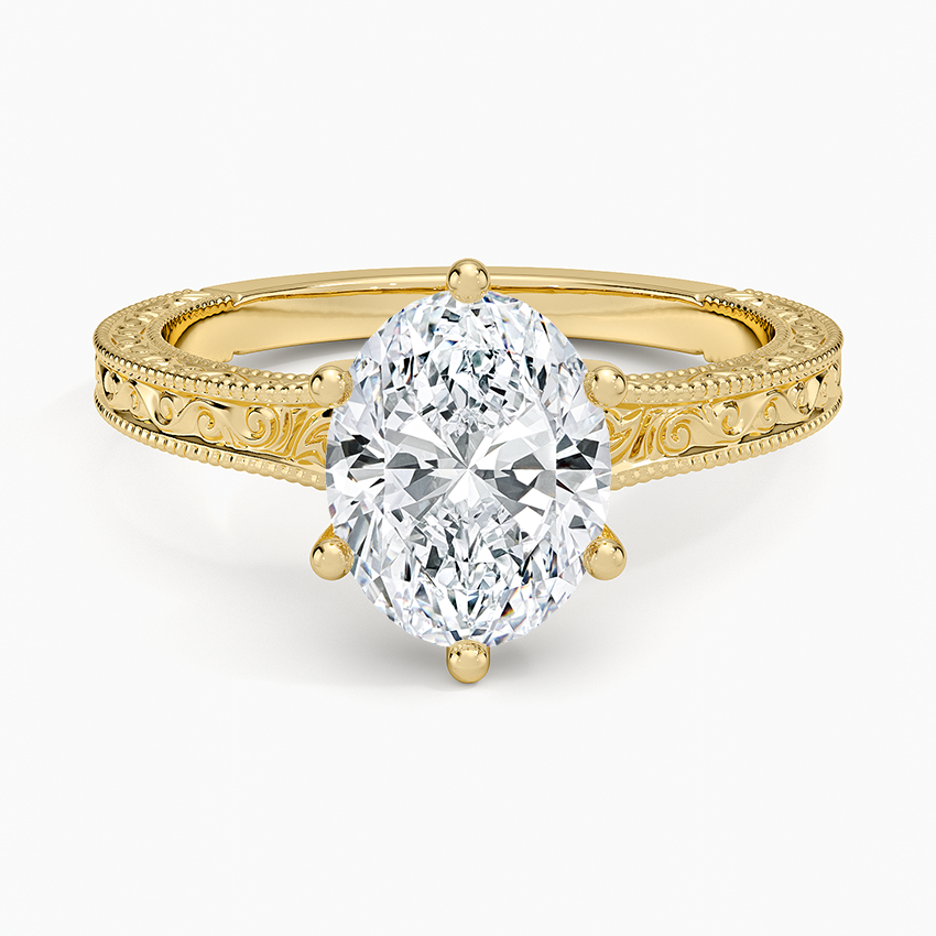 Hudson Engraved Ring - Oval Center Stone