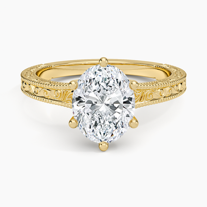Hudson Engraved Ring - Oval Center Stone