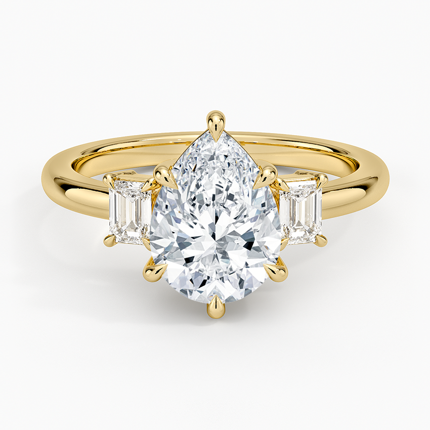 Petite Rhiannon Three Stone Diamond Ring (1/4 ct. tw.) - Pear Cut Center Stone