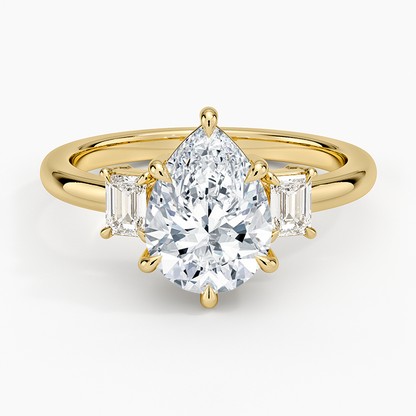Petite Rhiannon Three Stone Diamond Ring (1/4 ct. tw.) - Pear Cut Center Stone