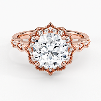 Cadenza Halo Diamond Ring - Round Center Stone