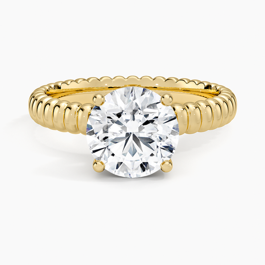 Petra Textured Solitaire Ring - Round Center Stone