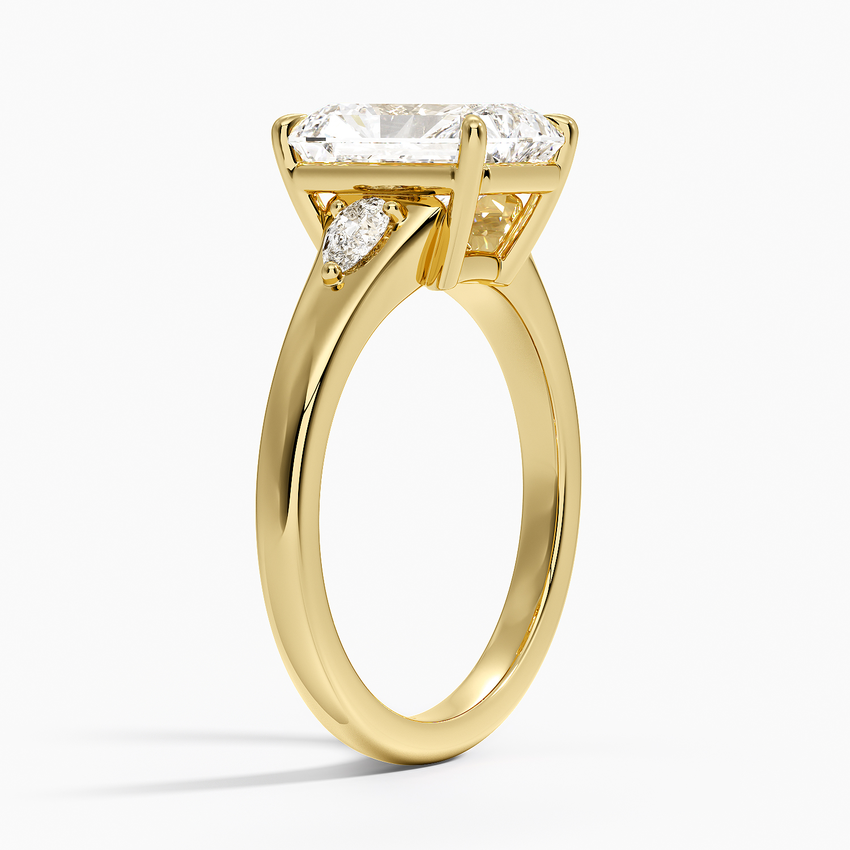 Aria Three Stone Signet Diamond Ring (1/4 ct. tw.) - Radiant Cut Center Stone