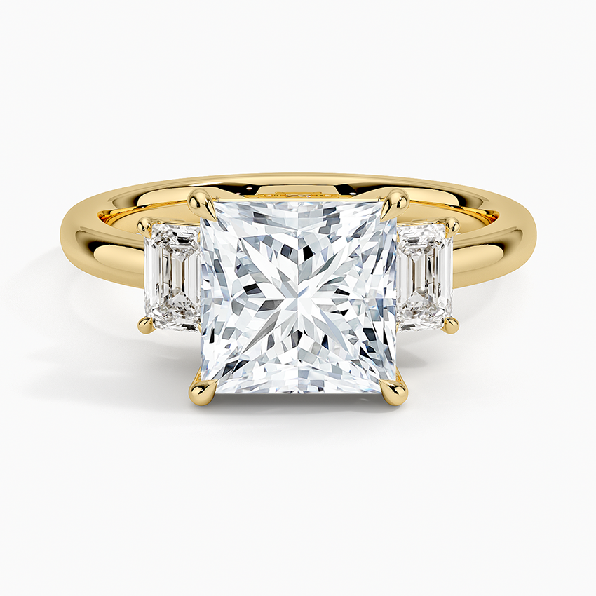 Rhiannon Emerald Cut Three Stone Diamond Ring (1/2 ct. tw.) - Princess Cut Center Stone