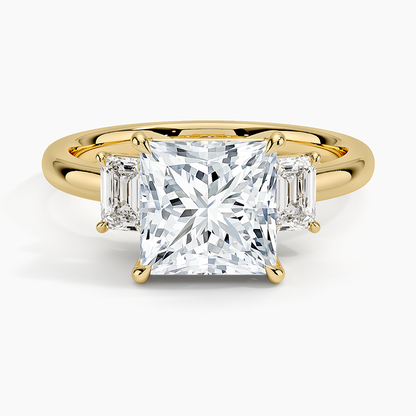 Rhiannon Emerald Cut Three Stone Diamond Ring (1/2 ct. tw.) - Princess Cut Center Stone