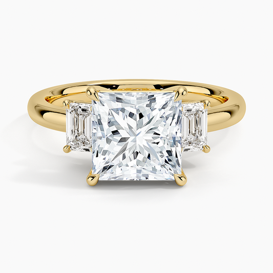 Rhiannon Emerald Cut Three Stone Diamond Ring (1/2 ct. tw.) - Princess Cut Center Stone