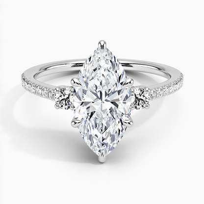 Lyra Three Stone Diamond Ring (1/4 ct. tw.) - Marquise Center Stone