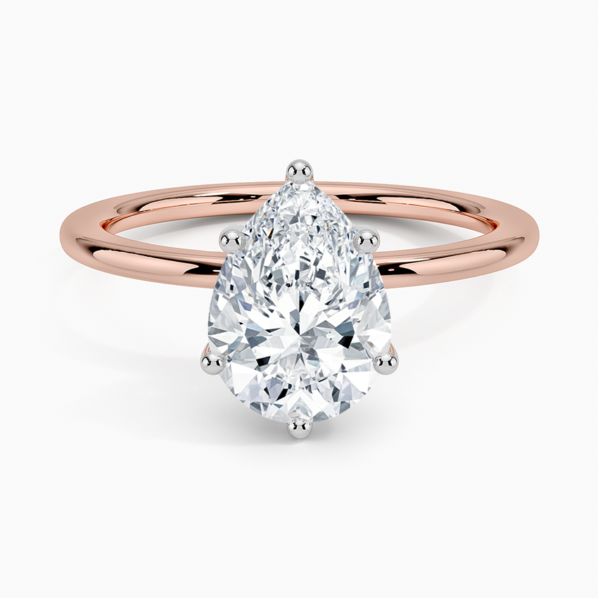 Platinum Mixed Metal Perfect Fit Solitaire Ring - Pear Center Stone
