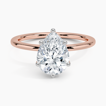 Platinum Mixed Metal Perfect Fit Solitaire Ring - Pear Center Stone