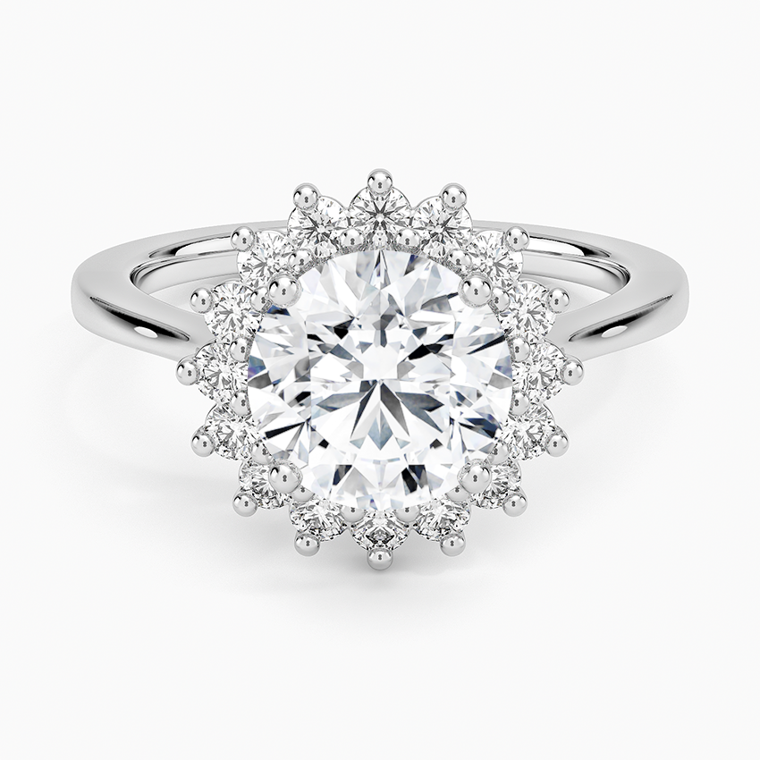 Sunburst Halo Diamond Ring (1/4 ct. tw.) - Round Center Stone